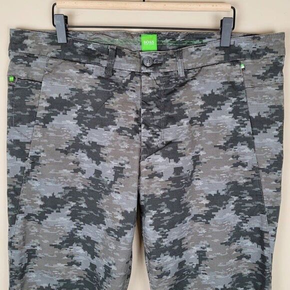 Hugo Boss Size 40 Leeman Slim Fit Digi Camo Performance Stretch Pants Black Gray - Picture 3 of 12